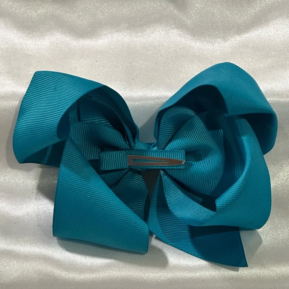 Girls Teal Grosgrain Bow Hair Clip - bundle & save on shipping
